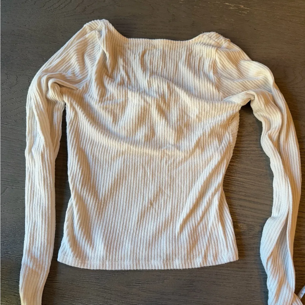 Hollister Cream Ribbed Knit Top - Image 6