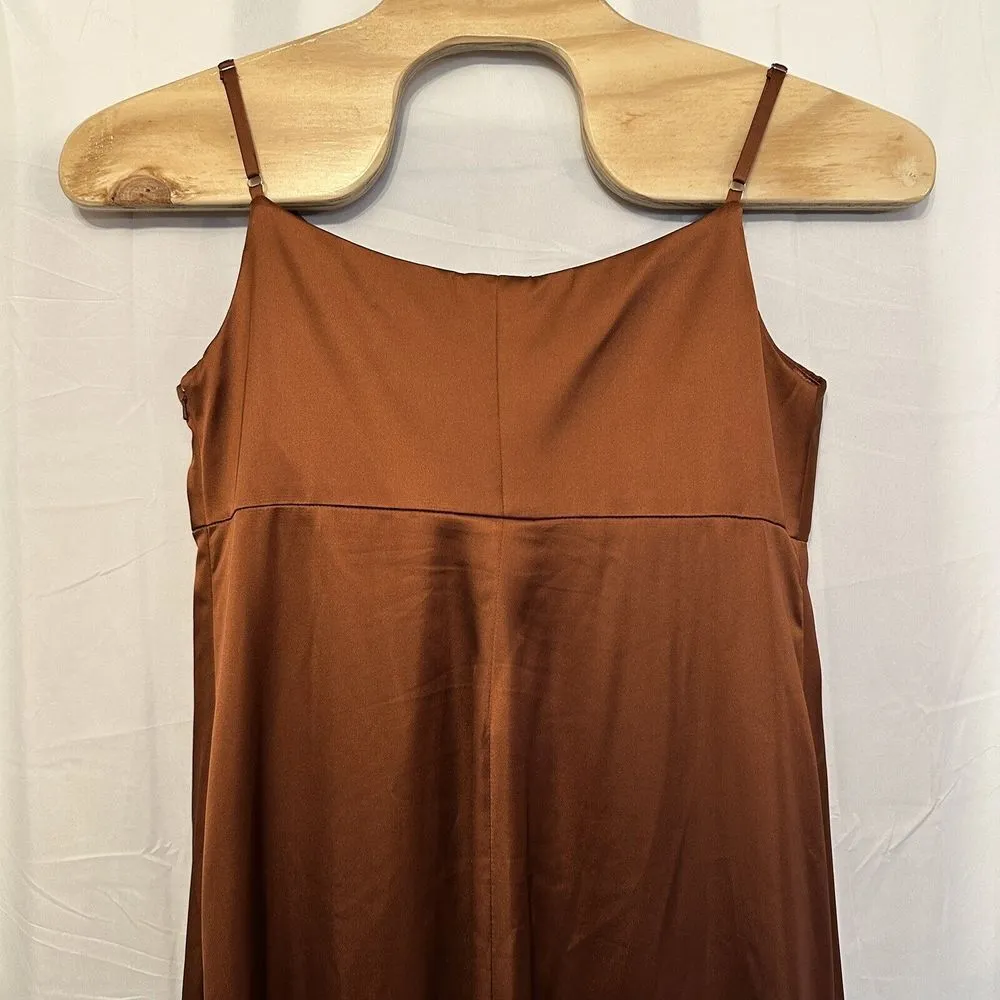 Revelry Bridesmaid Maternity Skye Satin Dress Rust Terracotta Brown Formal Sz 18 - Image 7