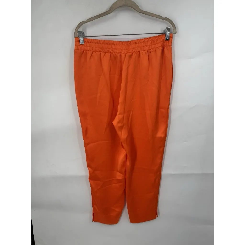 Gretchen Scott Satin Wide Leg Pant Women Small Orange Mature Belted High‎ Rise - Image 2