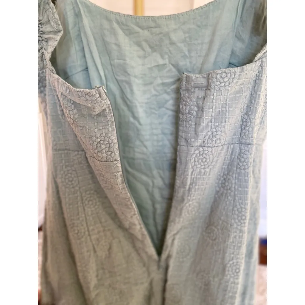 Selfie Leslie Sage Green Mini Dress Embroidered Ruffle Quiet Luxury Romantic XS - Image 6