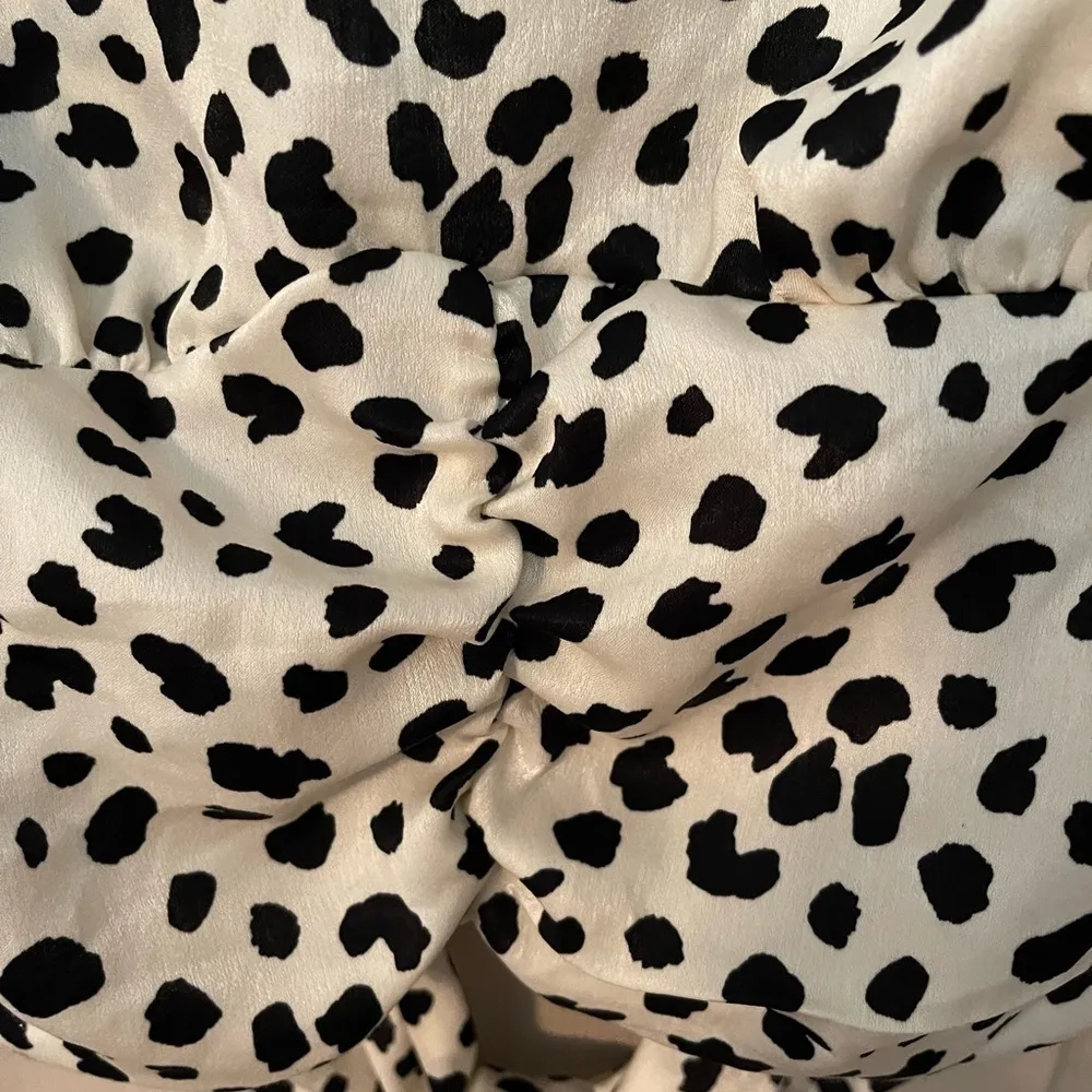 Rabbit Rose Dalmatian print cropped high neck open back blouse - Image 3