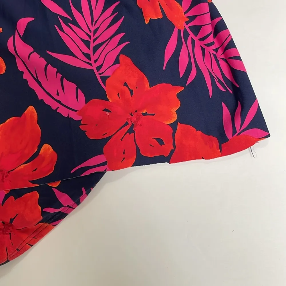 LANDS END Tummy Control Surplice Wrap Swim Dress One Piece Swimsuit Size 18 Blue - Image 14