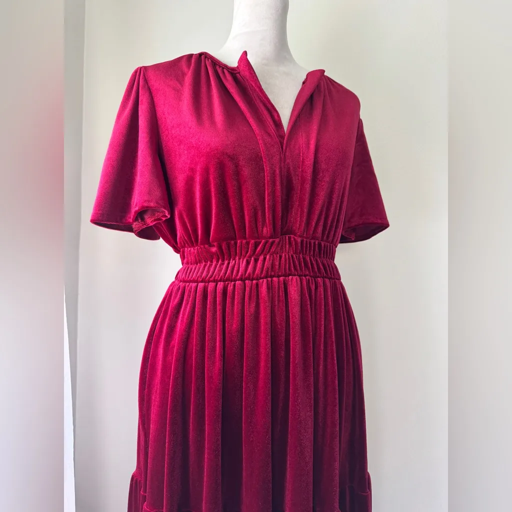 Burgundy Velvet Retro V - Image 2