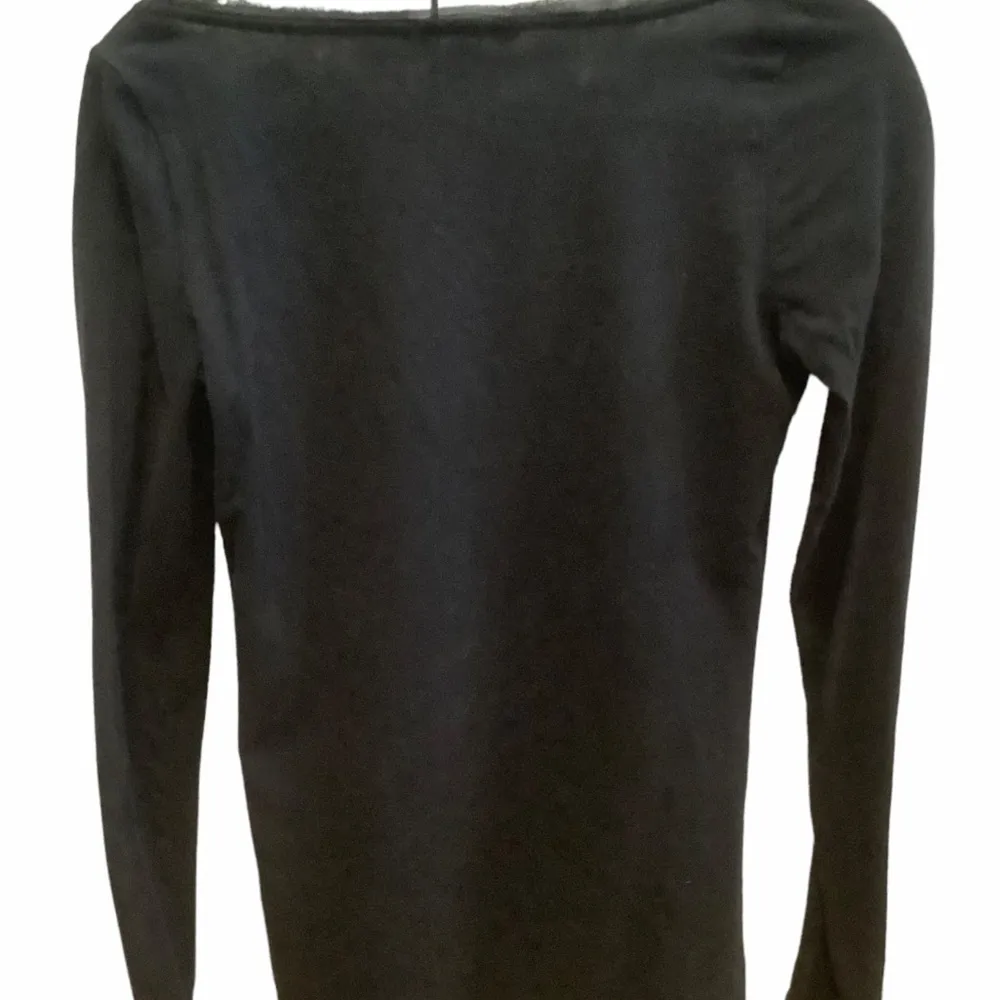 Banana republic black long sleeve crew neck top silk bow detailing size XS - Image 2