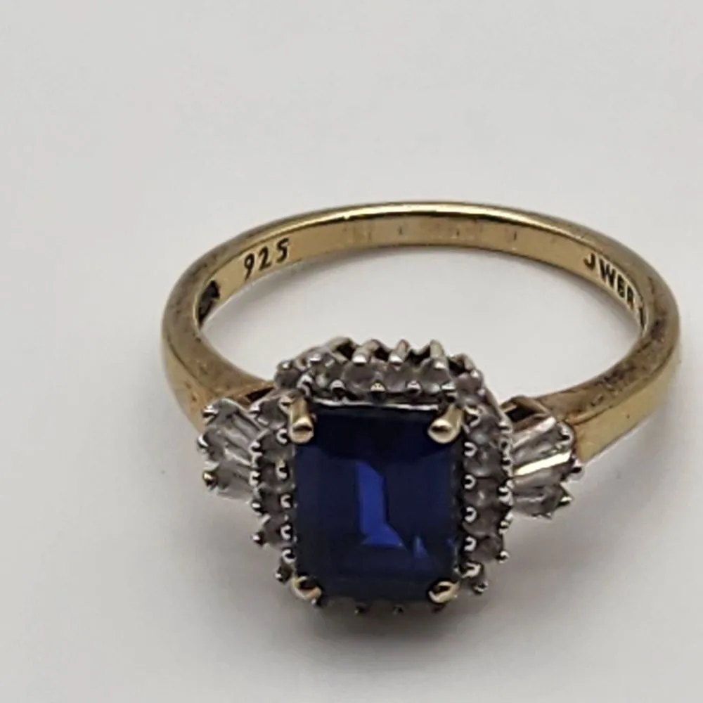 Renaissance Jewelry Gold Plated Sterling Silver Lab Sapphire & Topaz Ring (7) Blue - Image 8