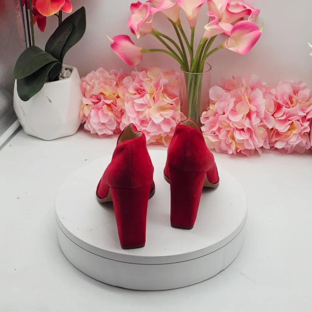 Vince Camuto Loretan Bootie Heel In Cherry Red Suede - Image 6
