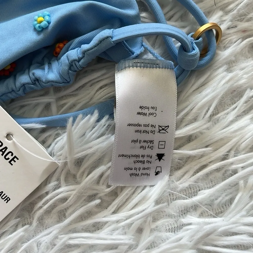 L*space Women’s Brittany top in sky blue with embroidery size XS - Image 5