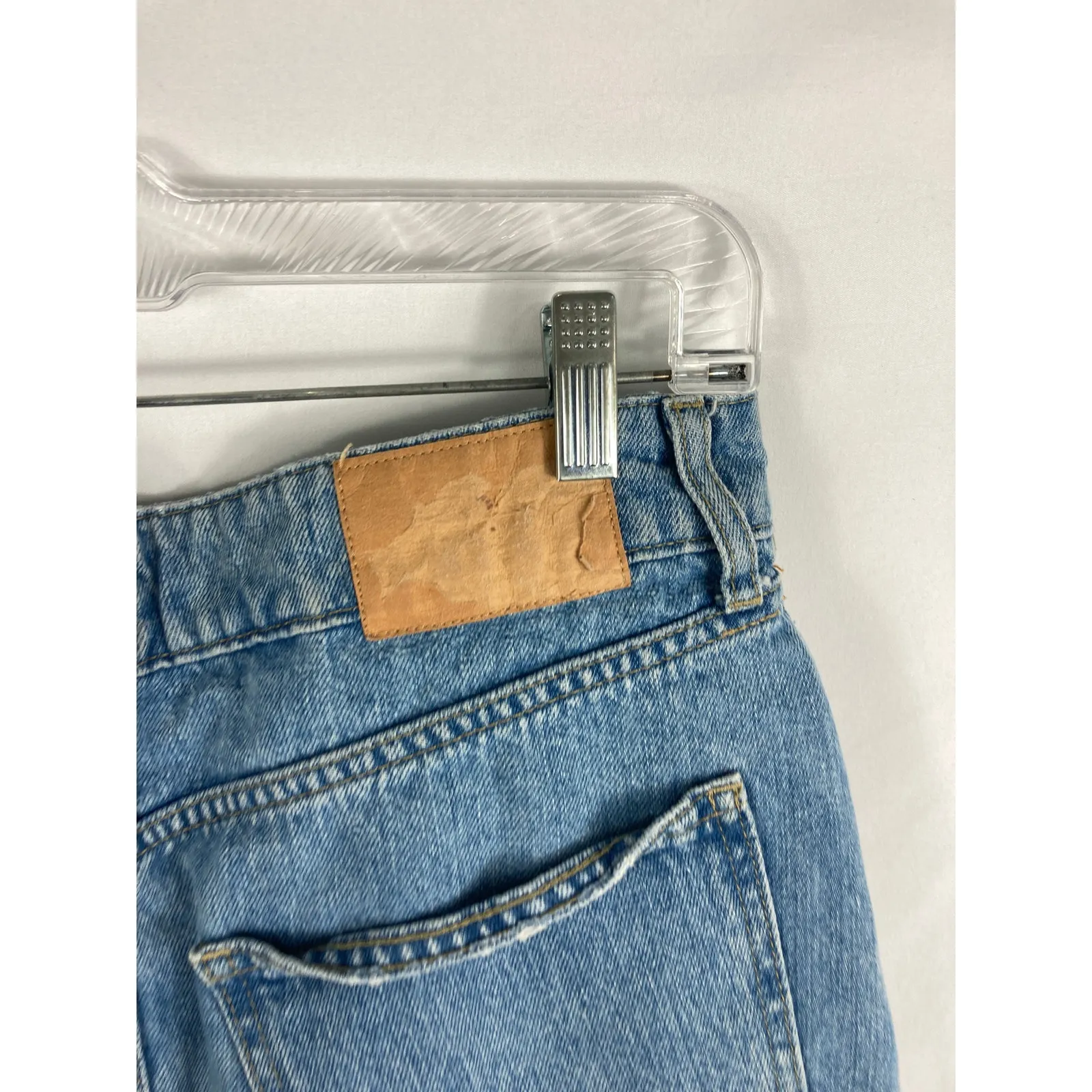 BDG Blue Speckled Raw Hem Denim Mini Skirt Size Medium - Image 4