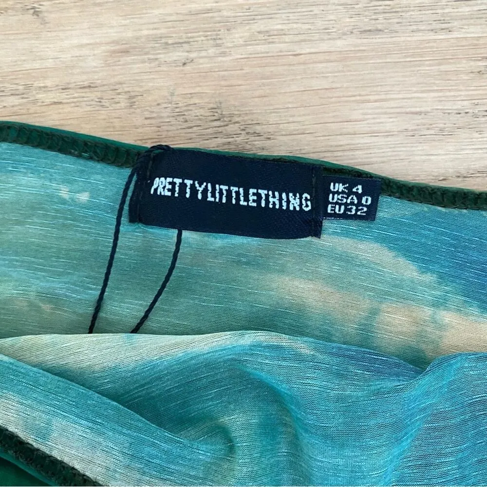 Pretty Little Thing - Abstract Ombré Burnout Ruched Side Beach Set in Green - Image 4