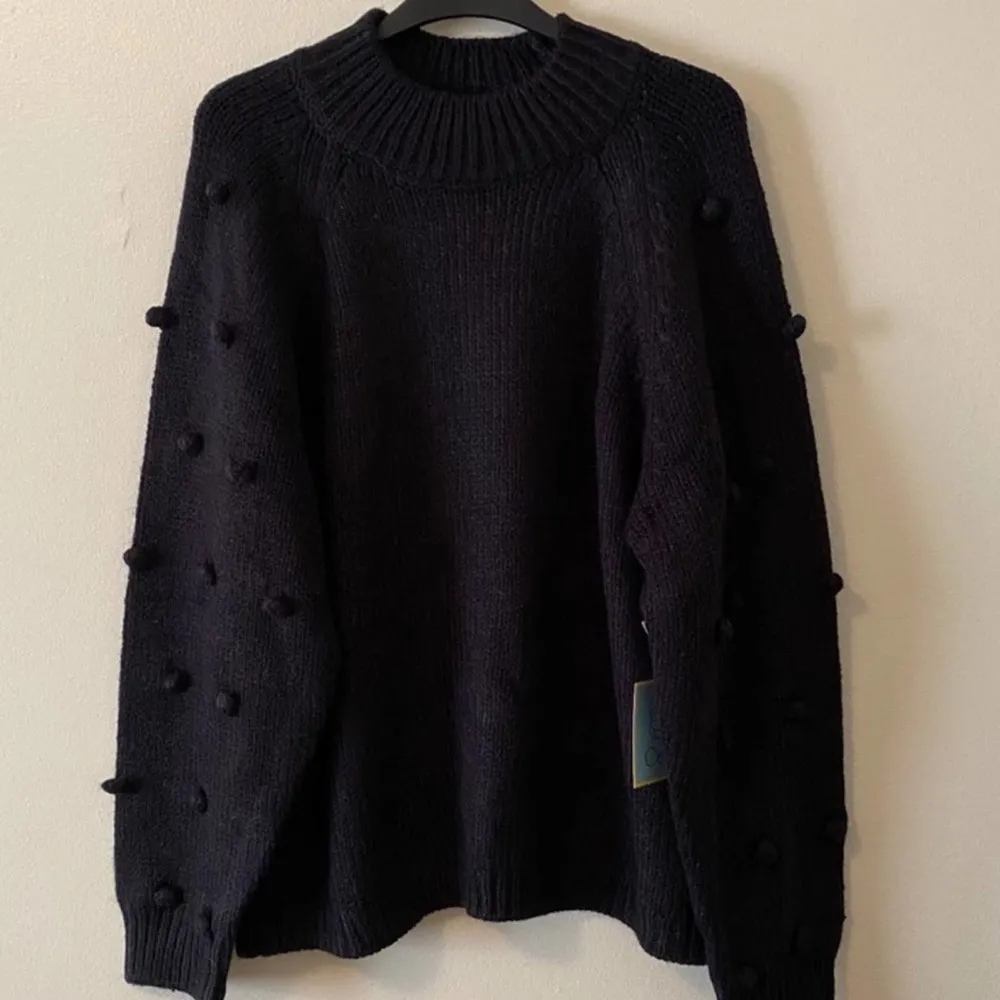 CeCe by Cynthia Steffe Pompom Knit Sweater S Black - Image 3