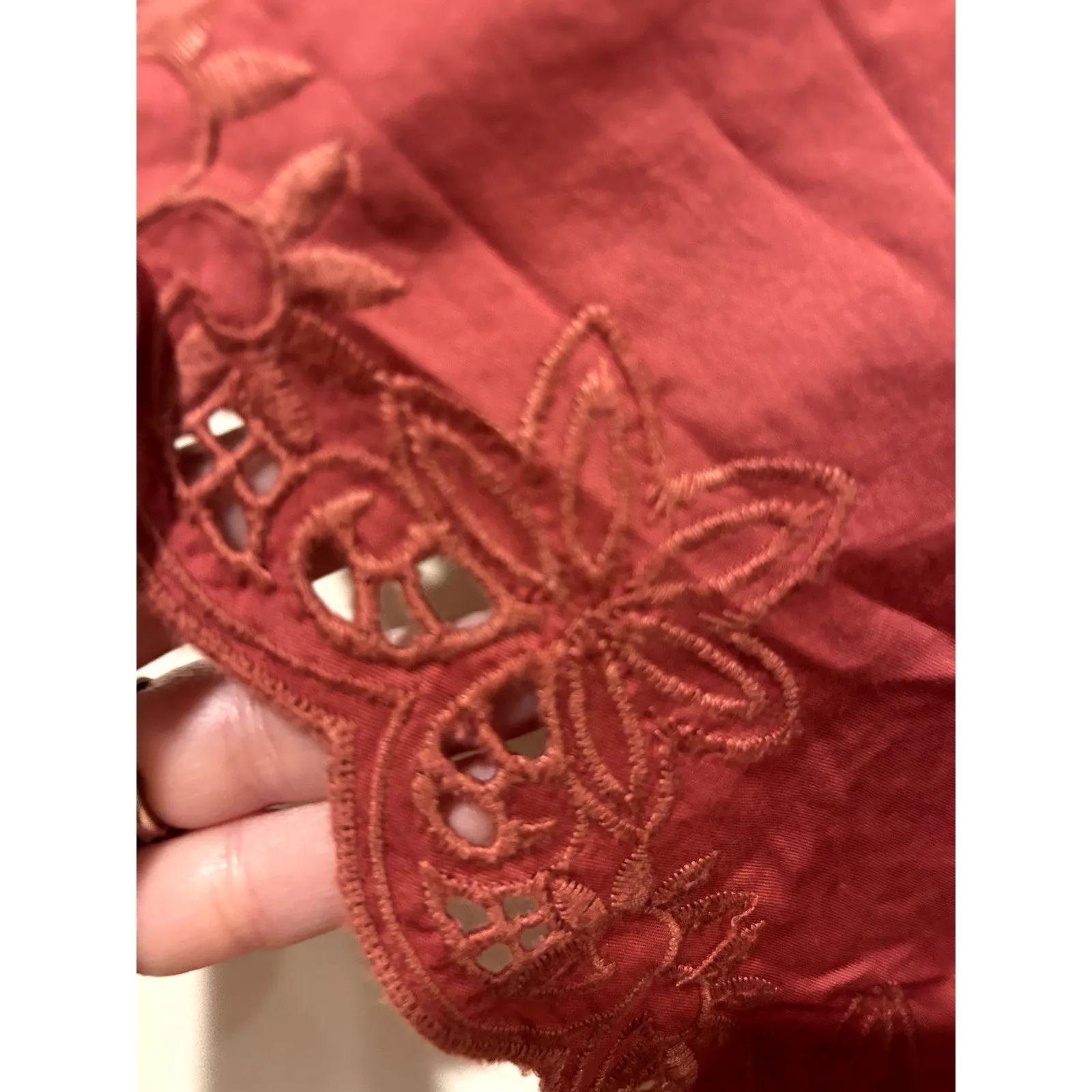 Old Navy Midi Length Red Dress Cinched Waist Cut Out Sleeve Pockets Size Large - Image 3