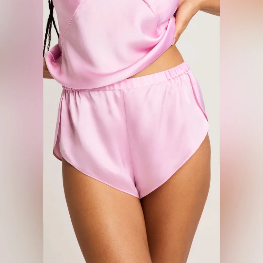 2 pc Set: Negative Underwear Eclipse Washable Silk Cami & Mini Short in Babe Pink - Image 12