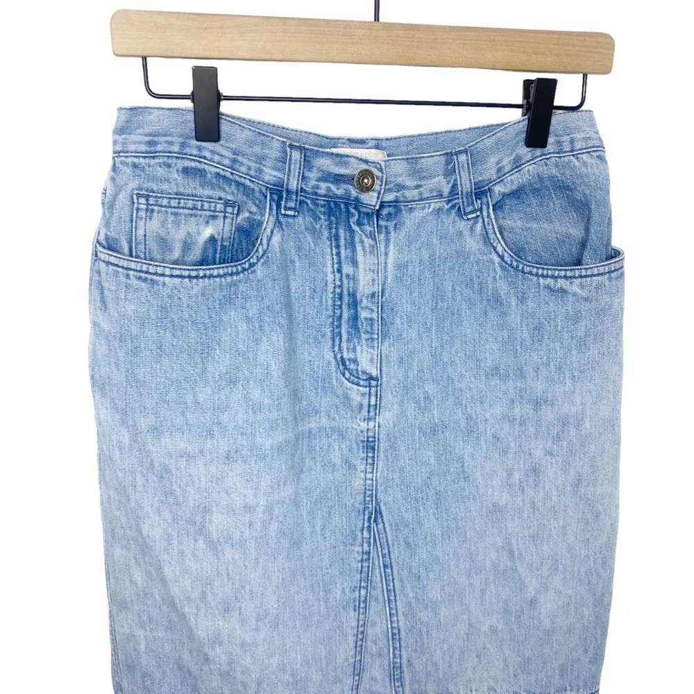 Vintage denim maxi skirt back slit size 4 - Image 2