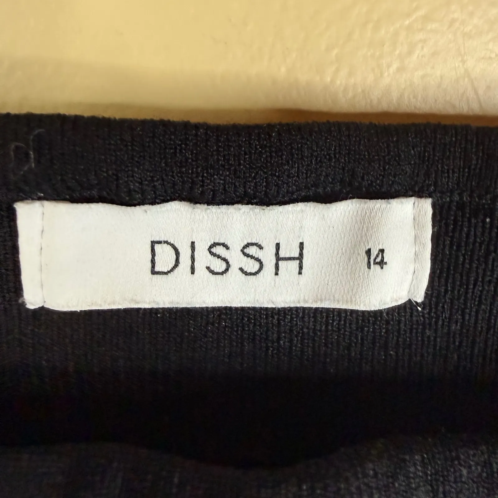 DISSH Ribbed Knit Cropped‎ Tank Top Square Neck Black Size 14 Goth Rayon Nylon - Image 2