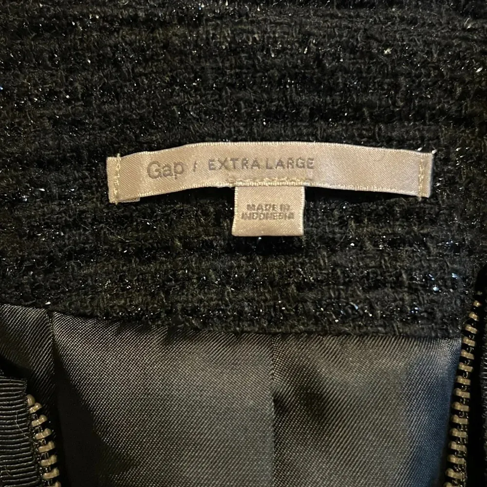 * Gap Women’s Zip Up Wool Blend Long Sleeve Black Jacket With Pockets 1076 - Image 3