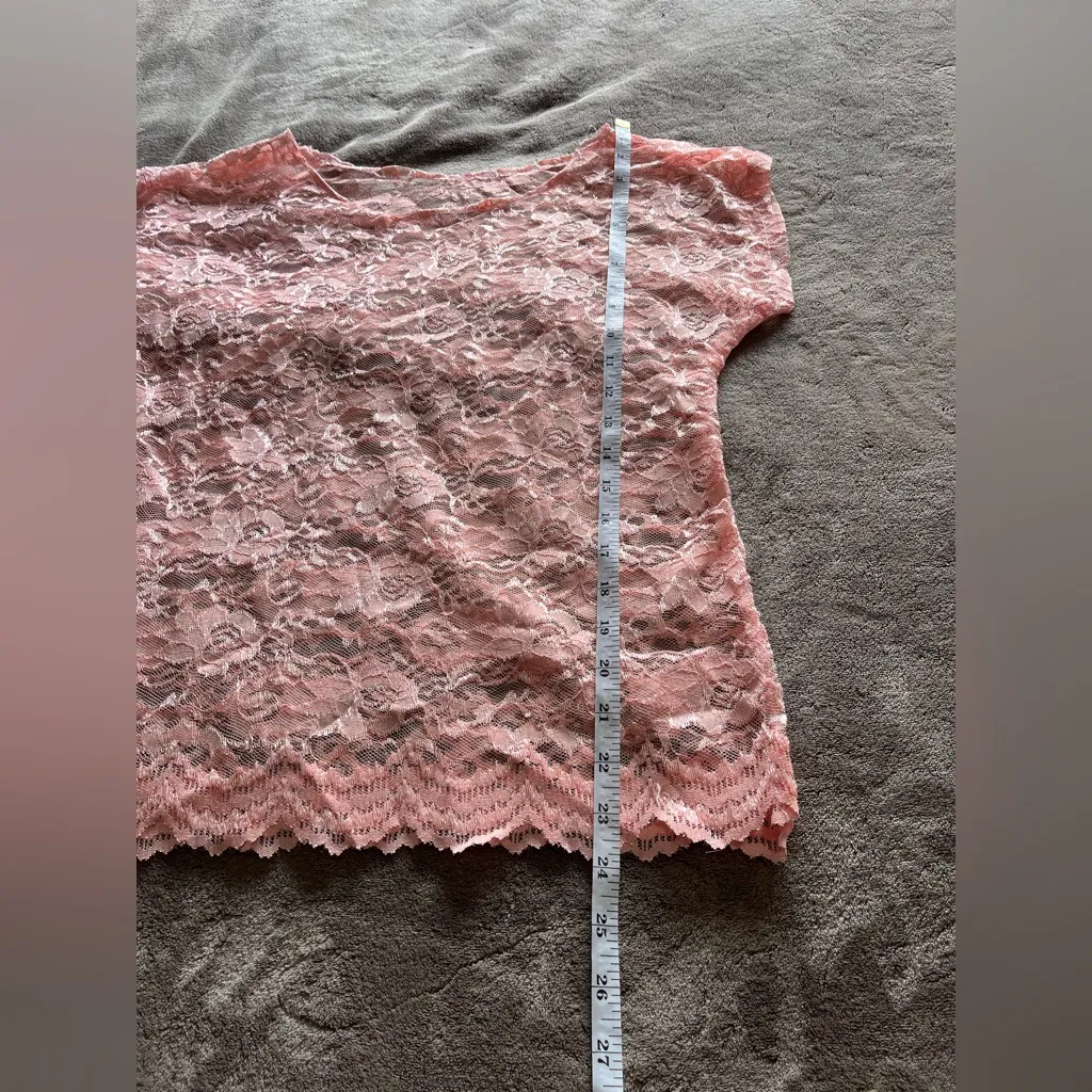 Cottage Core Full Lace Soft Pink Short Sleeve Women’s Top Shirt Sz M EUC Size M - Image 4