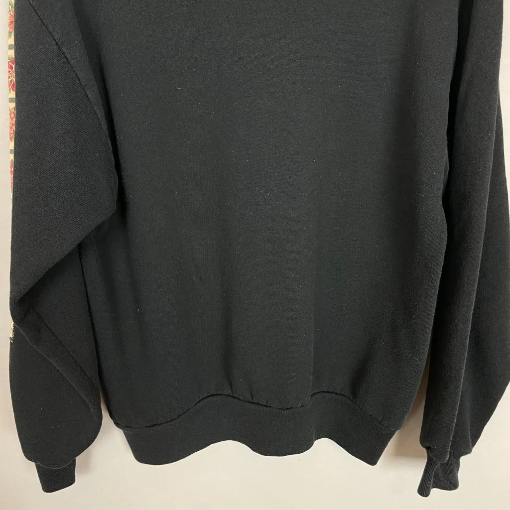 Vintage Sweatshirt Floral Applique DIY Size‎ Large Women Unisex Twee 90s Jerzees Black - Image 6