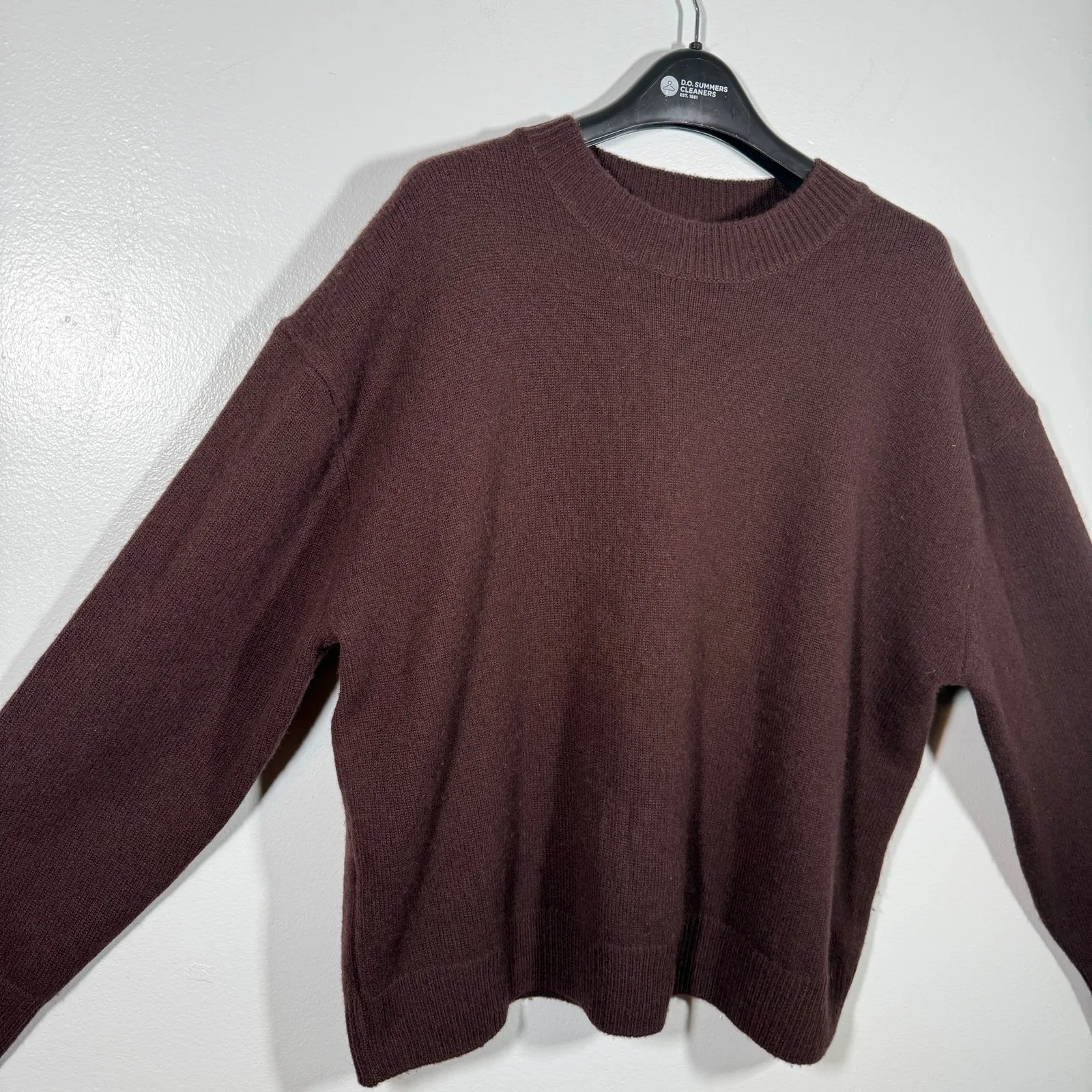 ANINE BING Lee Oversized Cashmere Crewneck Sweater Chocolate Brown Large - Image 5