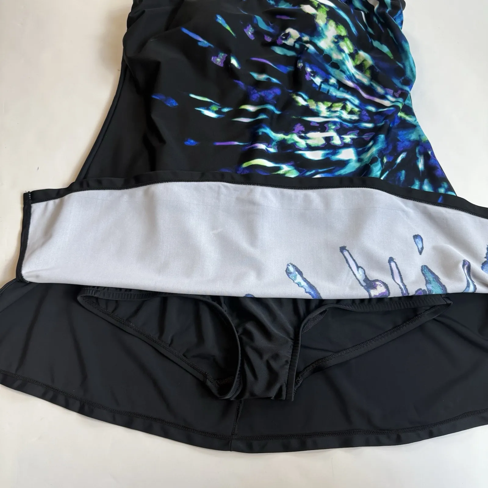 Maxine of Hollywood Swimsuit Swim Dress Women L 14 Slimming Top Removable Straps - Image 5