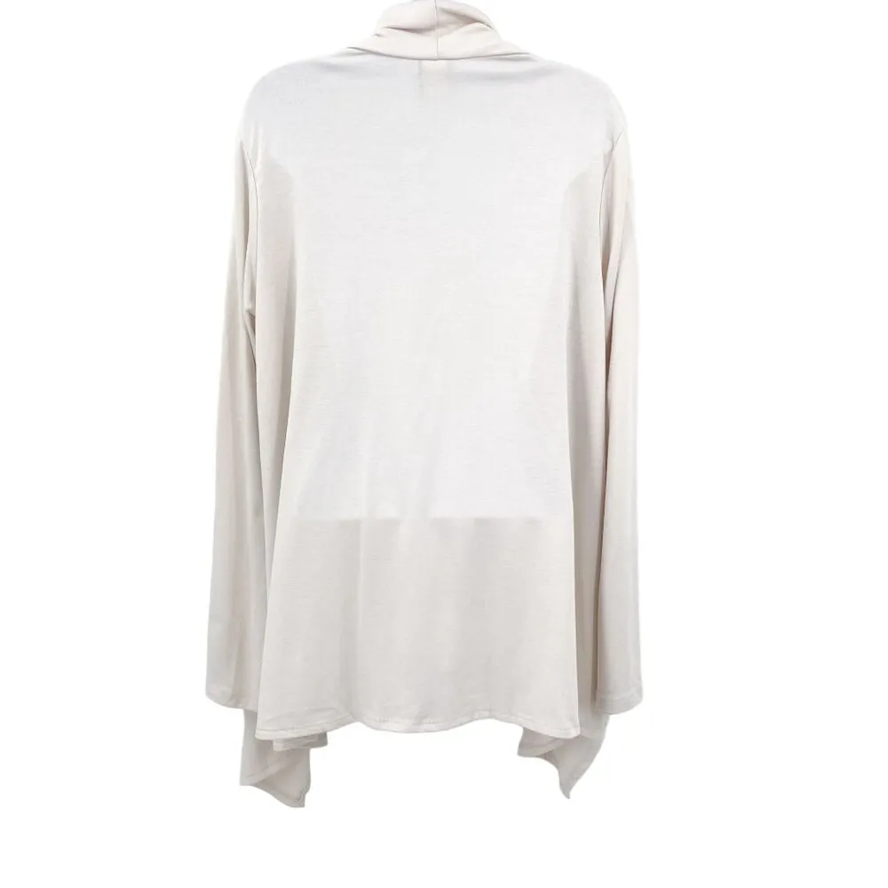 NEW Bobeau One Button Wrap Cardigan Drape Blouse Top Asymmetrical Ivory White XL - Image 4