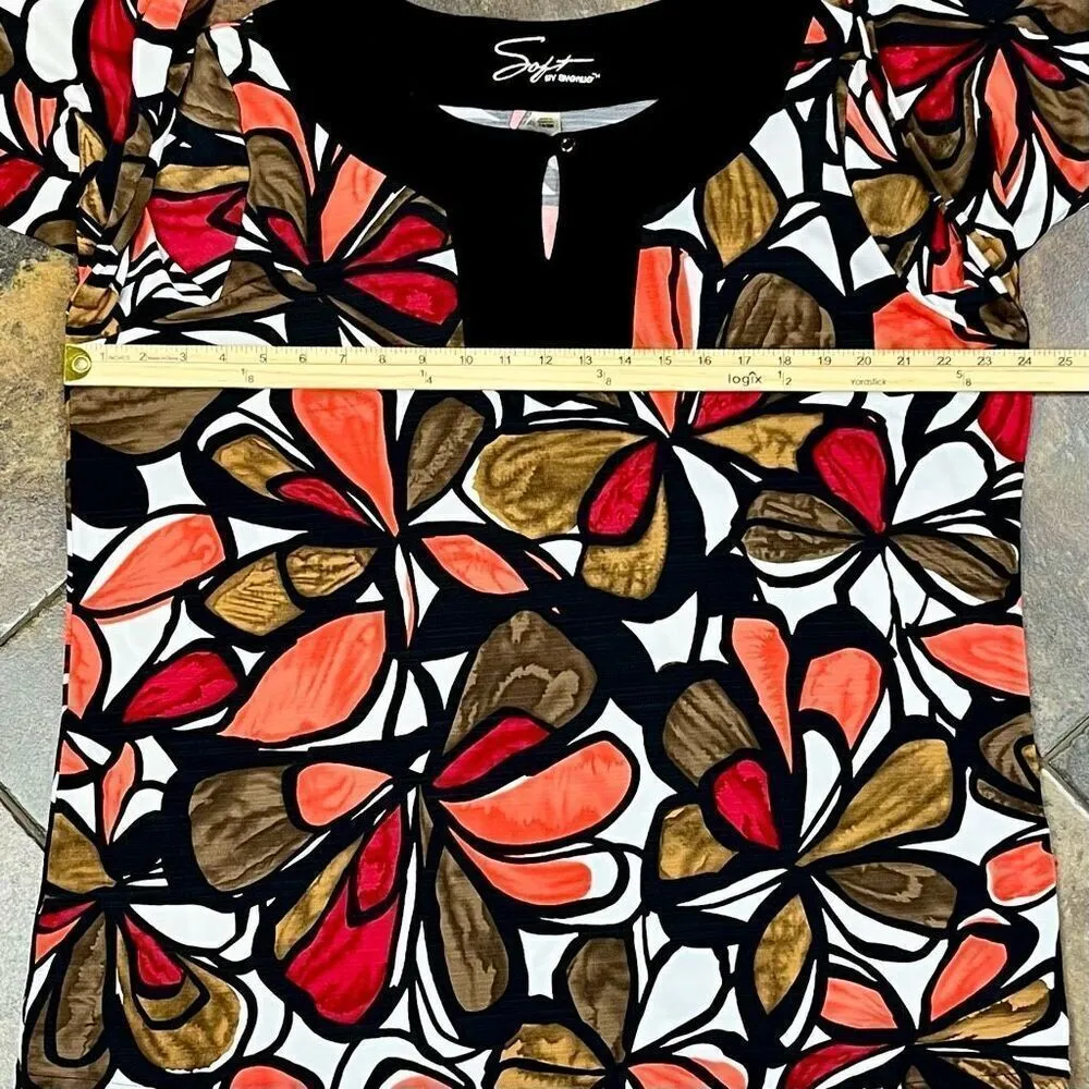 Soft By Avenue Floral Keyhole3/4 Sleeve Blouse 18/20 - Image 4