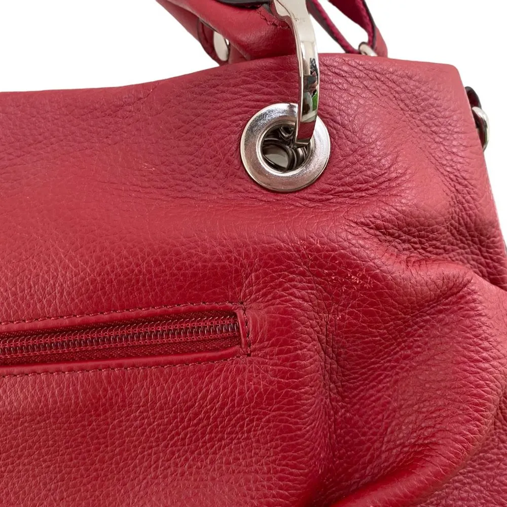 Tignanello Iconic Tote Glam Red, Leather Handbag Crossbody Convertible Purse NWT - Image 8