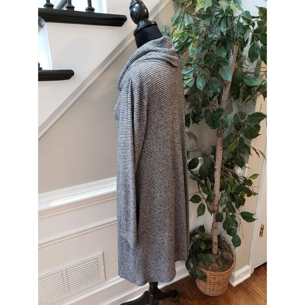 AGB Sweater Dress Women's Medium Black Gray Checked Knit Long Sleeve Cowl Neck - Image 7