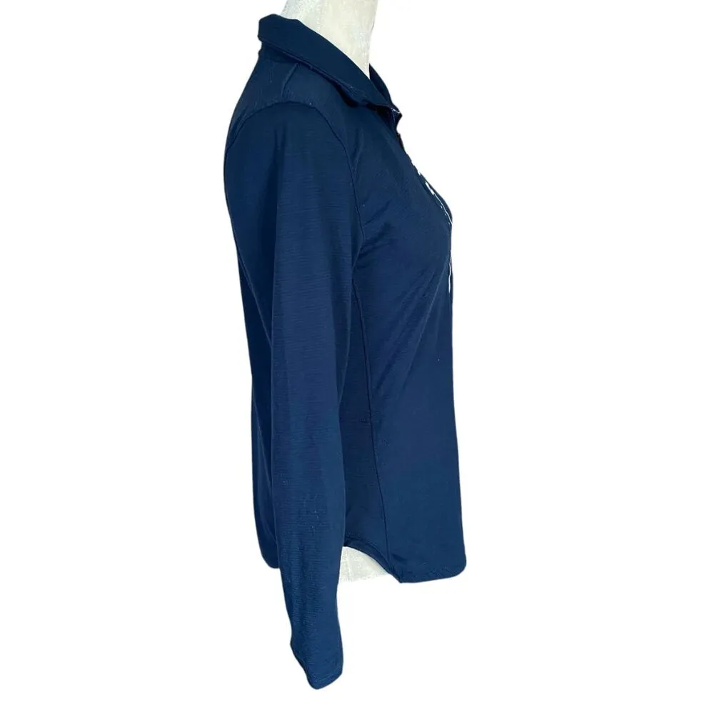 Run women's S blue long sleeve fitted collared quarter zip pullover - Image 3