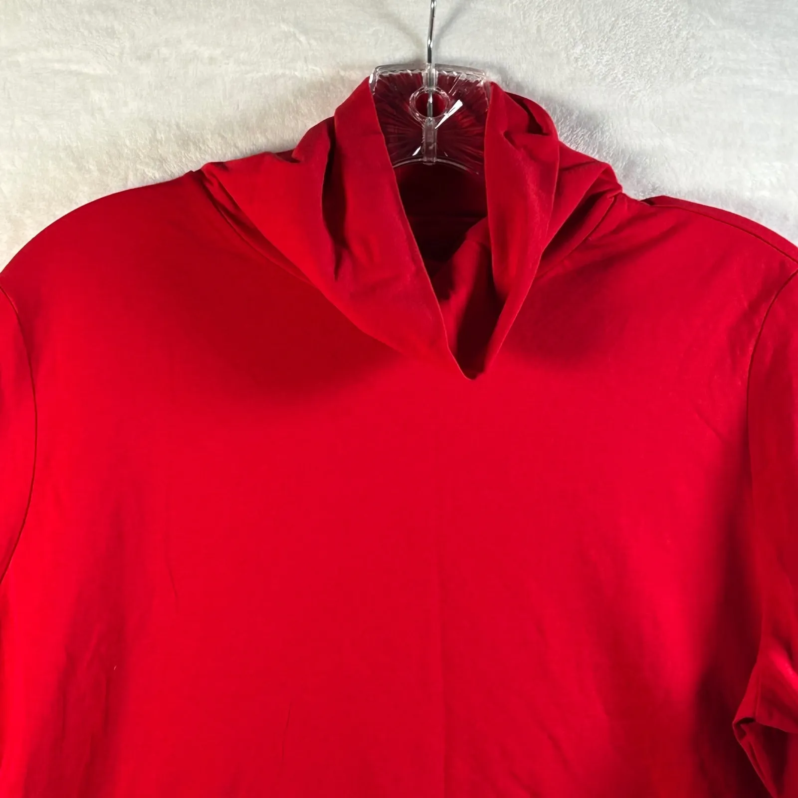 Talbots Womens Red Long Sleeve Turtleneck Tee Shirt Top L Cotton Spandex - Image 4