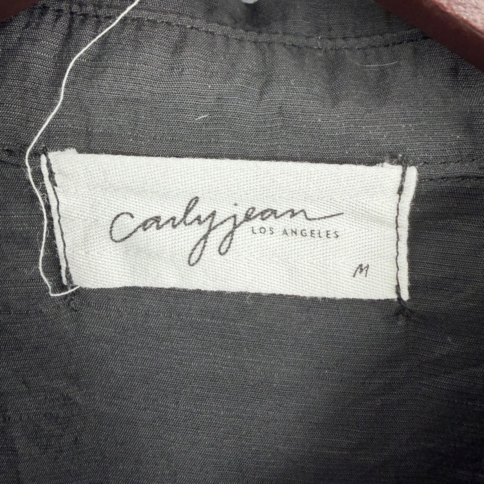 Carly Jean Los Angeles Black Lightweight Button Down Blouse Medium Long Sleeve - Image 4