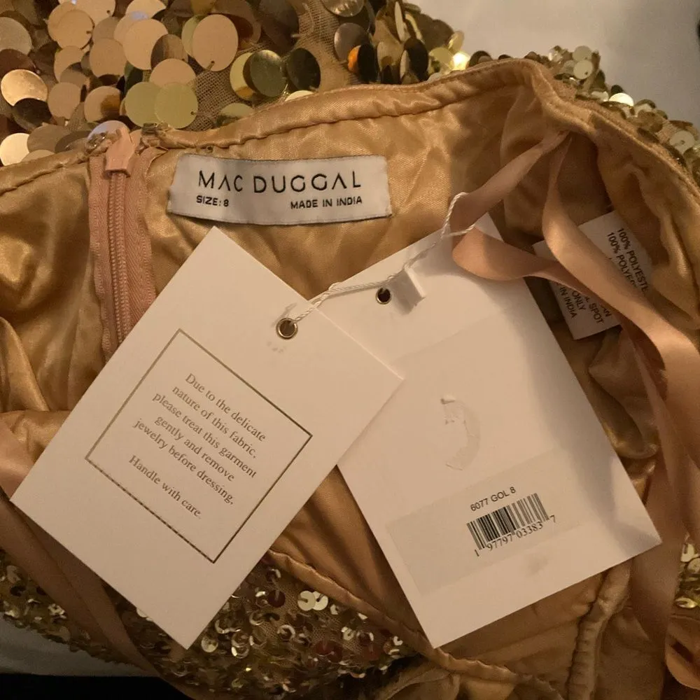 MAC DUGGAL 6077 Gold Thin Strap Cut Out Gown With Ombre Sequins - Image 17