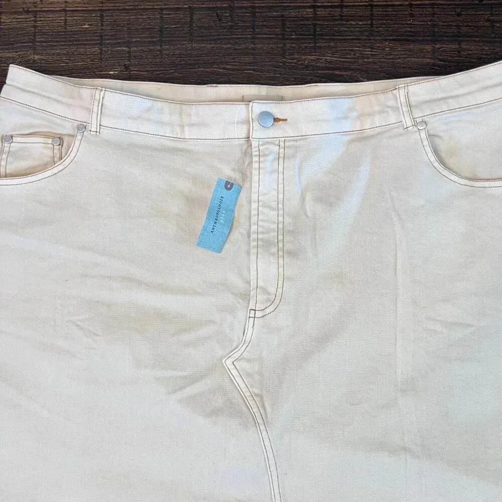 Pilcro Plus Denim Mini Skirt Beige Size 22W NWT - Image 10
