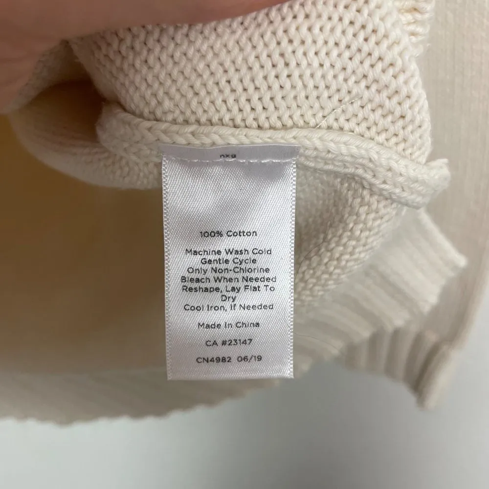 Talbots  Woman's Sz M Cream Cable Knit Fold Over Neck Thick Winter Sweater‎ - Image 5