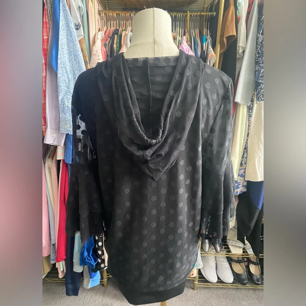 Promesa Black Relaxed Sheer Hooded Top/Blouse - Image 3