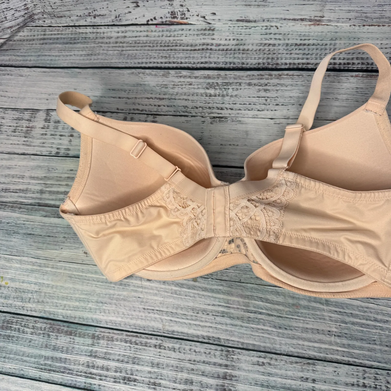 Auden 40DDD Nude Lace Full Coverage Underwire Bra Smooth Everyday Comfort Tan Size undefined - Image 2