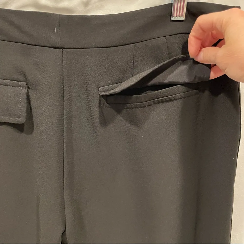 Vintage Lord & Taylor wide leg flowy luxury dressy pants black tuxedo stripe - Image 8