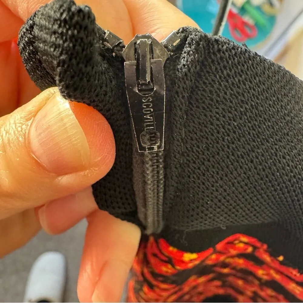 Vintage 60s Rae Dolls Red & Black Long Sleeved Turtleneck Maxi Dress Size Medium - Image 6