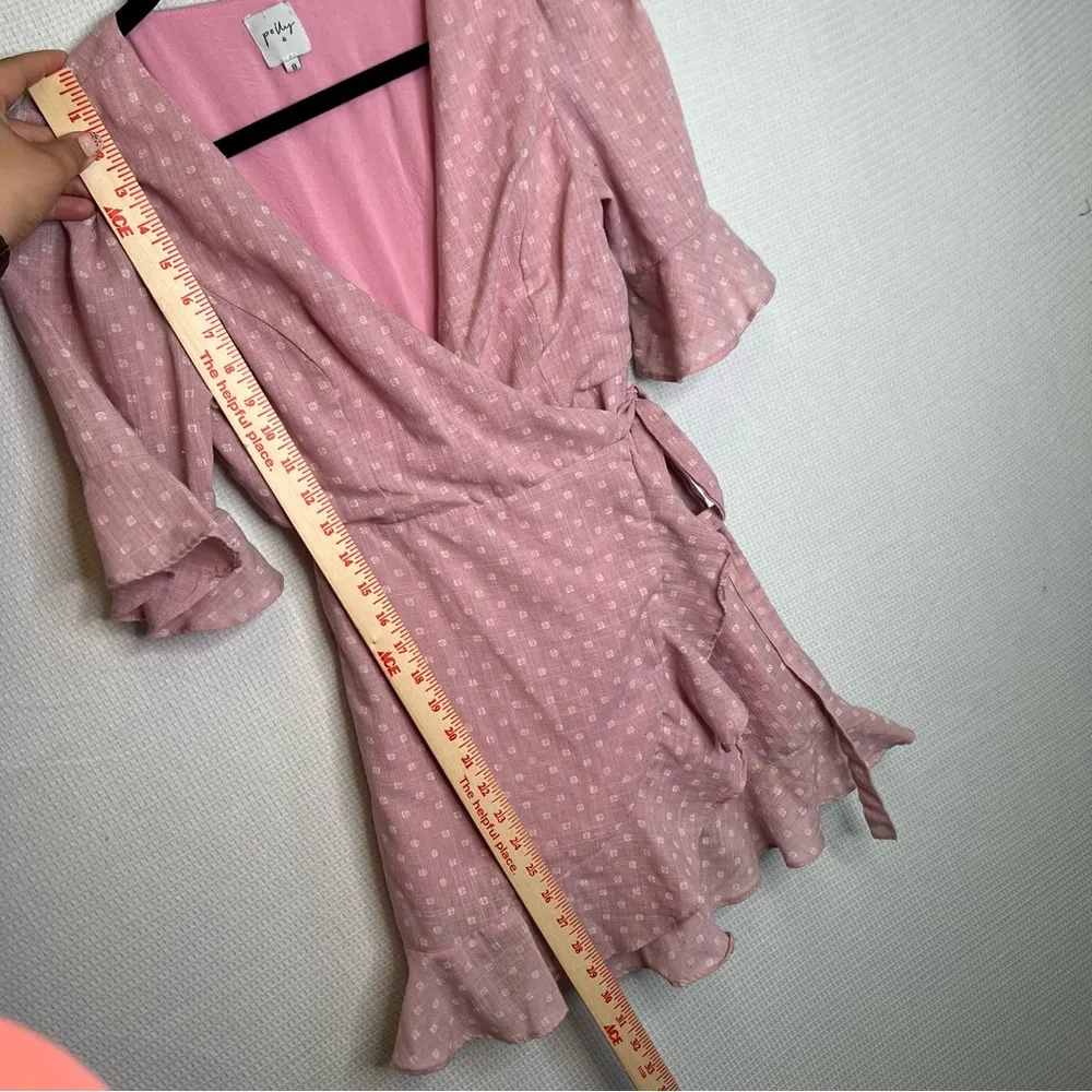 Princess Polly | Babydoll Wrap Dress Polka Dot Pink 8 - Image 7