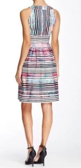 NWT Nine West Woman’s Striped Fit and Flare Dress Tangerine Tango, Sz 14 - Image 2