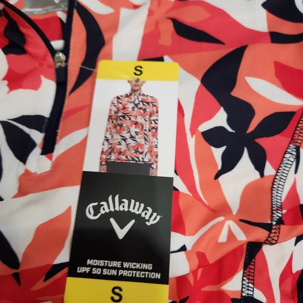 Callaway UPF 50 Sun Protection Activewear Sweatshirt Orange 1/4 Zip Size Small - Image 8