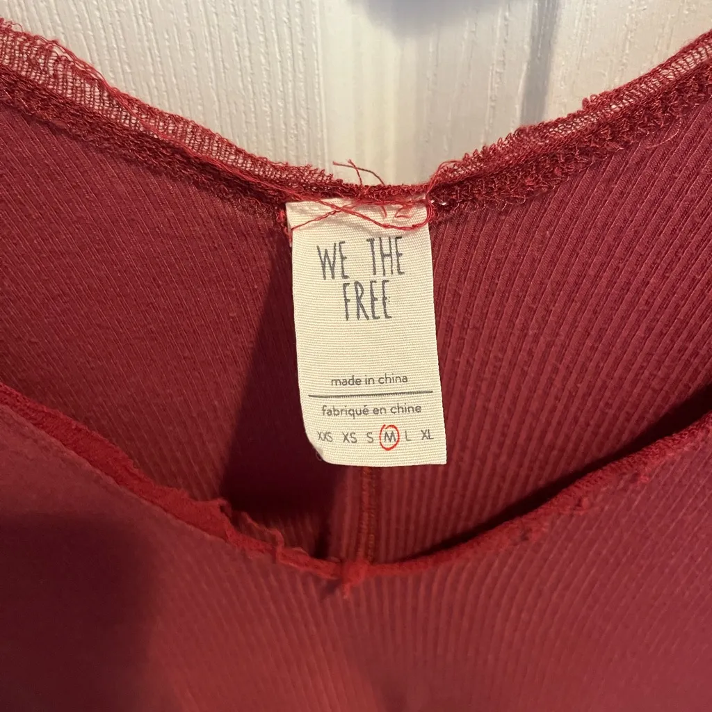 We The Free Burgundy V-Neck Blouse - Image 3