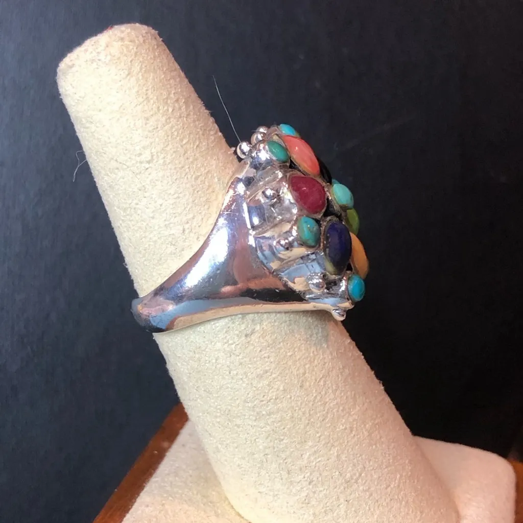 BARSE Multi-Gemstone Cabochon Inlaid Sterling Silver Ring - Image 13