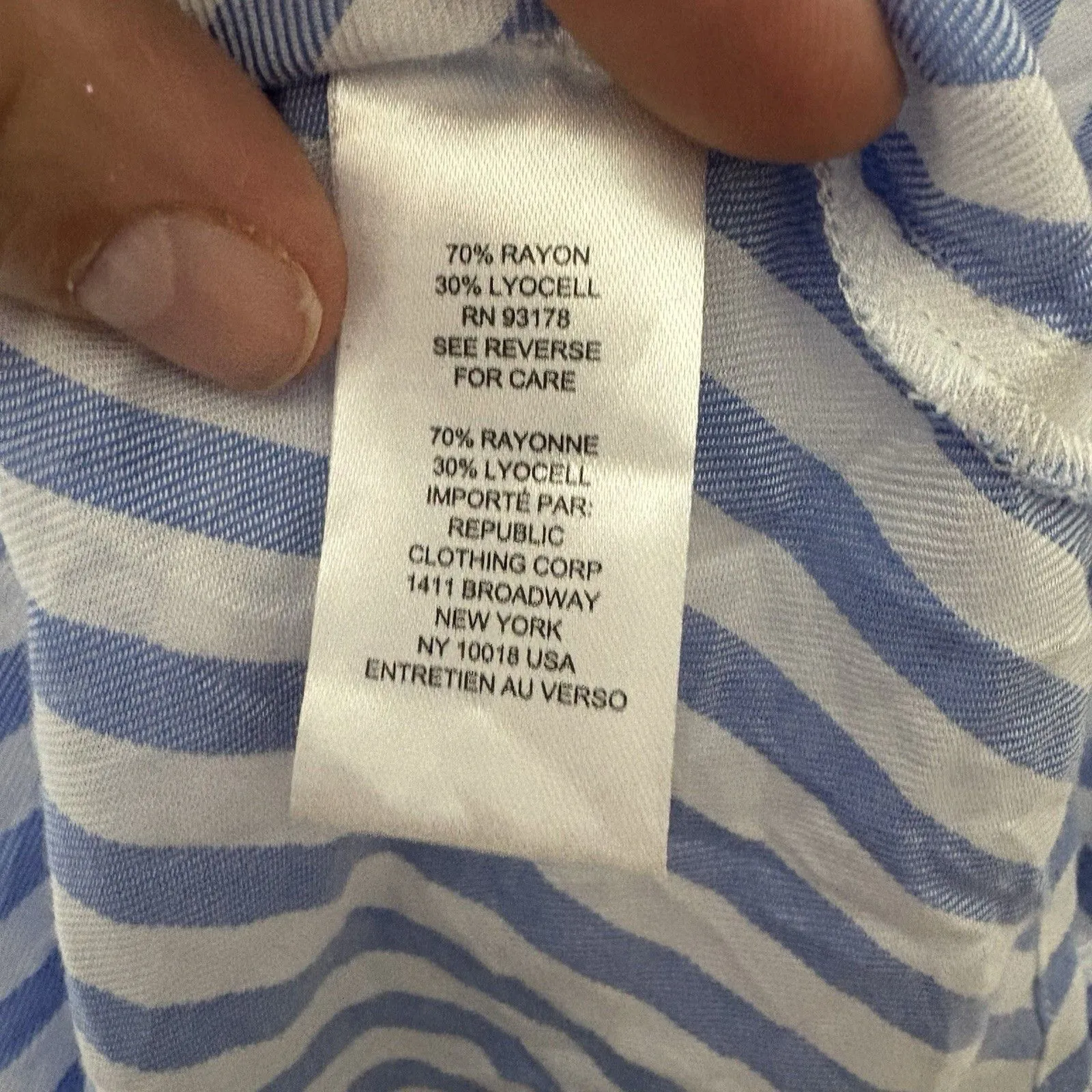 Workshop Women’s Striped Rayon Lyocell Top 3X Button Down Roll Tab Sleeve Blue - Image 5