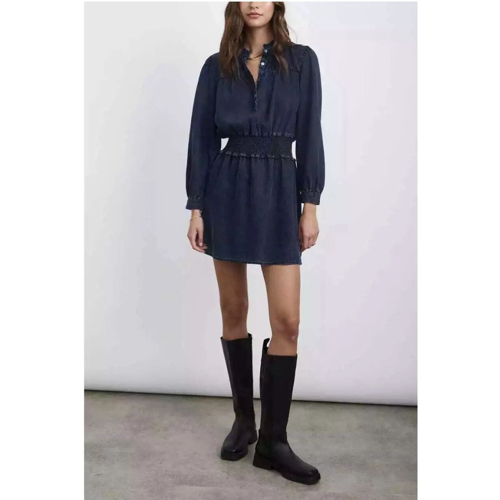 Rails Shawna Mini Dress Small Dark Vintage Blue Black Eco Collection NWOT - Image 3