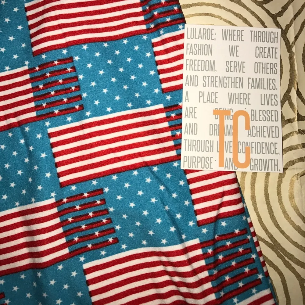 LuLaRoe Leggings Flags July 4th/ Americana Polka Dots Red White Blue Sz TC NWT - Image 2