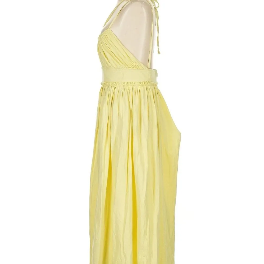 Ulla Johnson Freya Yellow Keyhole Tie Neck Sleeveless Midi Dress Size 2 - Image 15