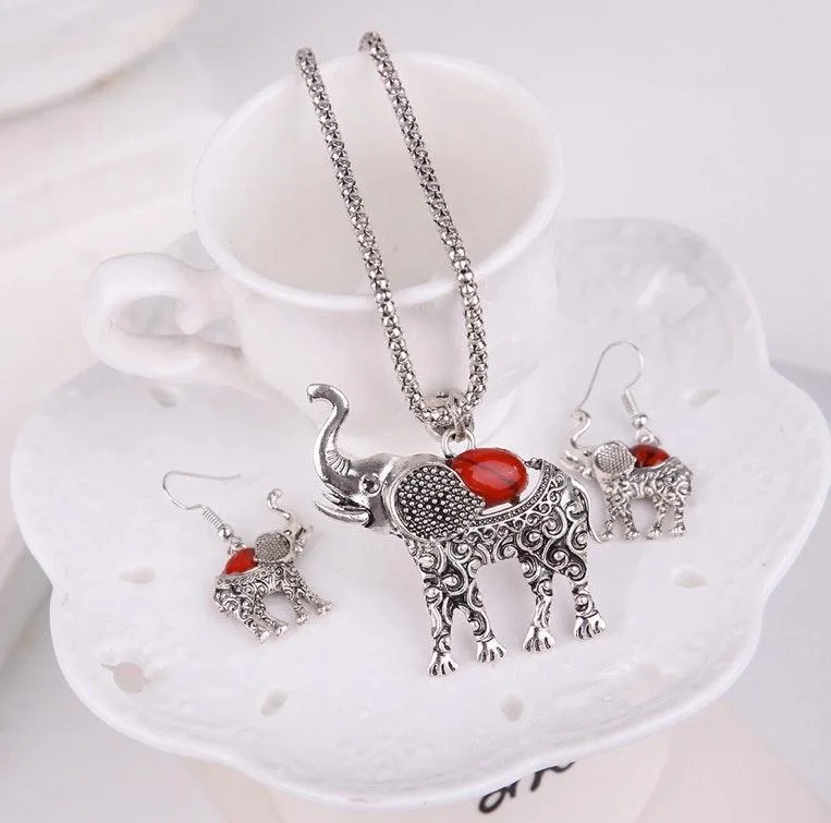 Elephant Jewelry Set Red - Image 3