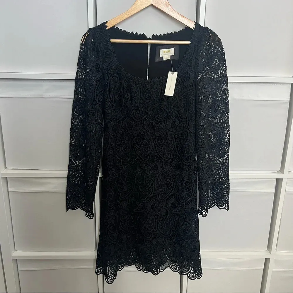 Anthropologie Maeve Black Embroidered Lace Mini Dress Size 4 NWT - Image 6