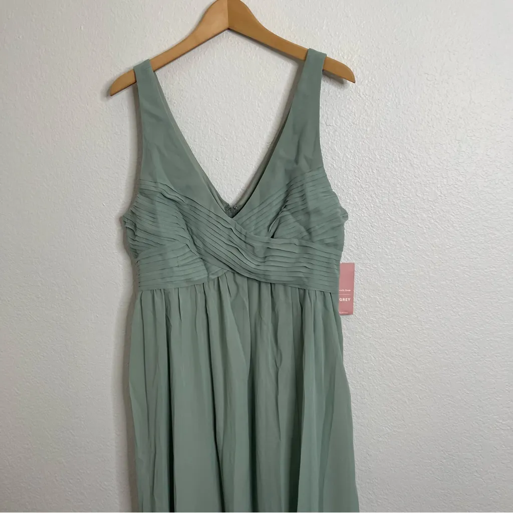 Birdy Grey Sage Chiffon Laurie Dress Bridesmaid Maxi Size Extra Large - Image 3