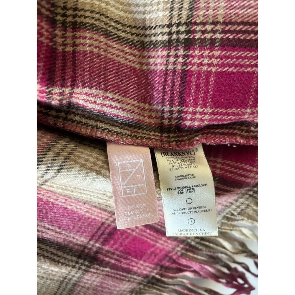 Blank NYC Plaid Shirt Jacket with Fringe - Image 6